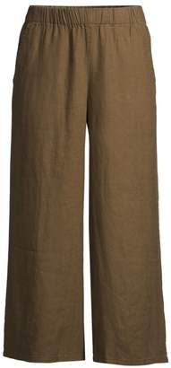 Eileen Fisher Organic Linen Wide-Leg Cropped Pants