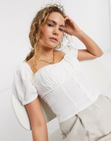 Thumbnail for your product : And other stories & puff sleeve sweetheart top in white