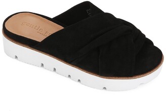 Kenneth Cole Womens Gentle Souls | Lavern Leather Platform Slide Sandal Black â GoSarapiqui