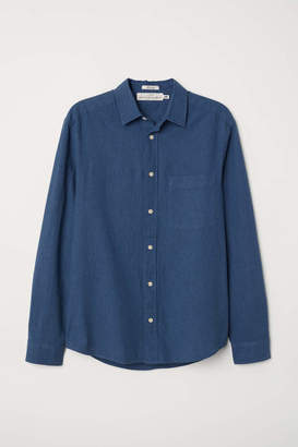 H&M Regular Fit Linen-blend Shirt - Light blue - Men