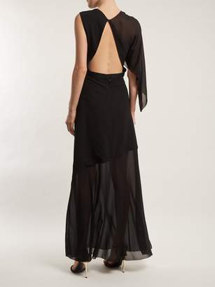Lanvin Asymmetric Draped Sleeve Silk Blend Gown - Womens - Black