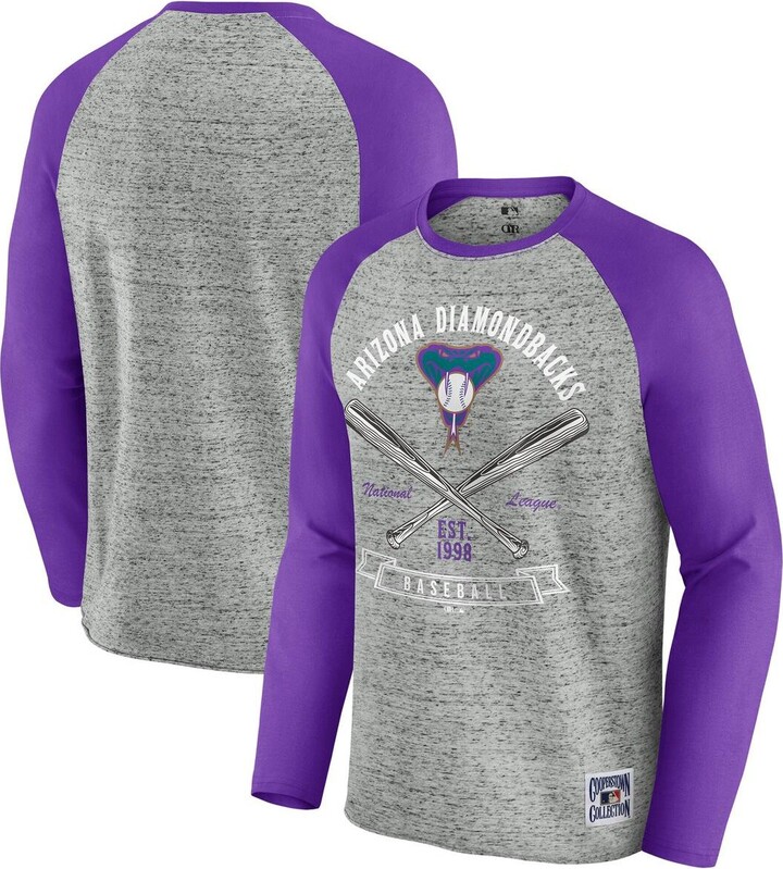 Darius Rucker Collection by Fanatics Men's Heather Gray Arizona Diamondbacks Raw Edge Raglan Long Sleeve Baseball T-Shirt
