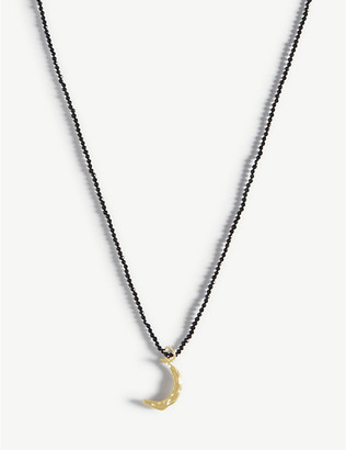 Hermina Athens Melies moon yellow gold-plated sterling silver and spinel stones necklace