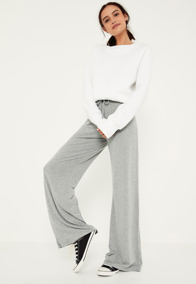 Missguided Grey Jersey Casual Wide Leg Trousers