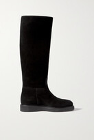 Thumbnail for your product : LEGRES 49 Shearling-lined Suede Knee Boots - Black