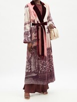 Thumbnail for your product : F.R.S For Restless Sleepers Pomona Foliage-print Silk-satin Wrap Coat - Burgundy