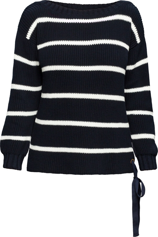 Rumour London Monaco Striped Cotton Sweater With Metal Eyelets In