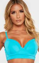 Thumbnail for your product : PrettyLittleThing Turquoise Mix & Match Long Line Cupped Bikini Top