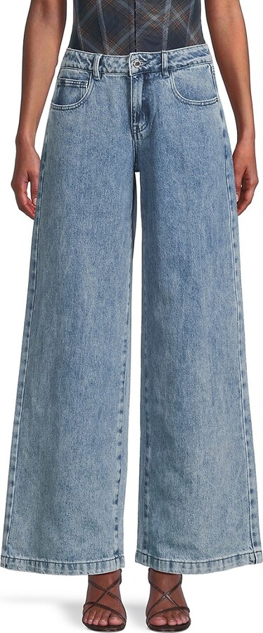 WeWoreWhat Cotton Low-Rise Flared Relaxed Fit Jeans