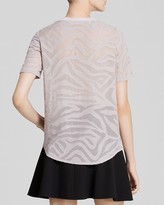 Thumbnail for your product : Rebecca Taylor Top - Liger Clip Short Sleeve Illusion Zebra Silk