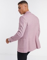 Thumbnail for your product : Topman jersey blazer in washed burgundy