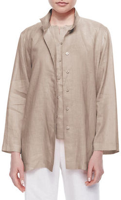 Go Silk Linen Button-Front Jacket
