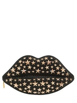 Thumbnail for your product : Lulu Guinness Studded Suede & Snakeskin Lip Clutch