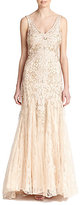 Thumbnail for your product : Sue Wong Embroidered V-Neck Chiffon Gown