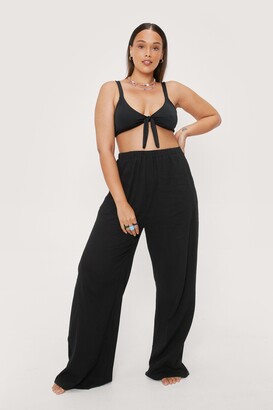 Nasty Gal Womens Plus Size Crinkle Wide Leg Cover Up trousers