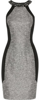 Thumbnail for your product : Badgley Mischka Winter Embellished Metallic Bouclé-Tweed And Crepe Dress