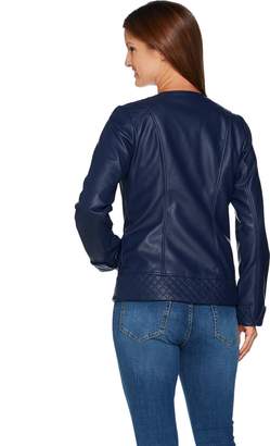 Denim & Co. Studio by Faux Leather Jacket with Quilting Detail