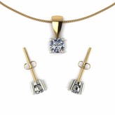 Thumbnail for your product : Moissanite 9Ct Gold 1Ct Eq Solitaire Stud Earrings And Pendant Set Q