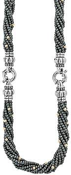 Lagos 18K Gold and Sterling Silver Caviar Icon Hematite Beaded Multi Strand Convertible Bracelet and Necklace