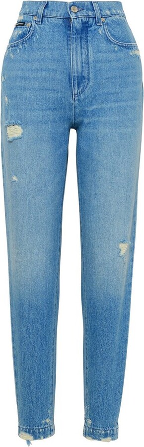 Damen Bekleidung Jeans Röhrenjeans Dolce & Gabbana Denim Klassische Cropped-Skinny-Jeans in Blau 