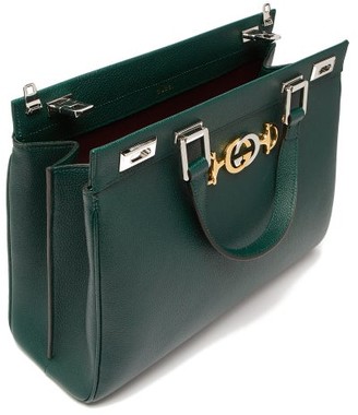 Gucci Zumi Medium Top-handle Leather Bag - Dark Green