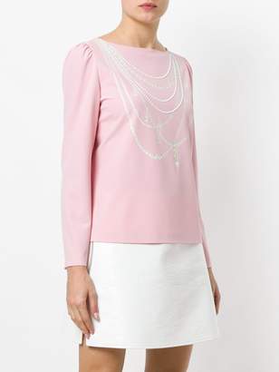 Moschino Boutique pearl necklace print top