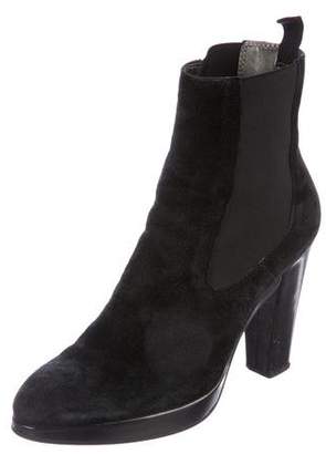 Hogan Suede Round-Toe Ankle Boots