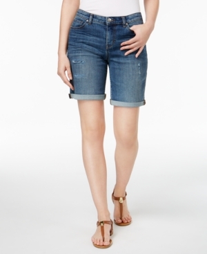Style&Co. Style & Co Style & Co Petite Distressed Cuffed Denim Shorts, Created for Macy's