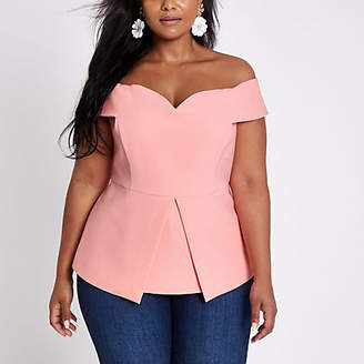 River Island Womens Plus Pink structured bardot top