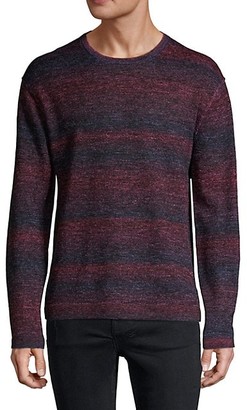 John Varvatos Plated Multi-Stripe Crewneck Sweater