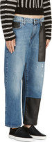 Thumbnail for your product : McQ Blue Leather Patched Boyfriend Jeans