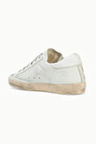 Thumbnail for your product : Golden Goose Superstar Distressed Printed Leather And Suede Sneakers - White