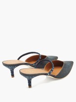 Thumbnail for your product : Malone Souliers Marla Crystal-embellished Lurex Mules - Navy