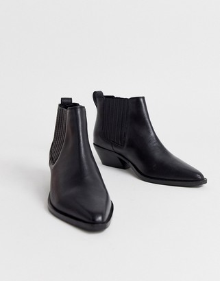 ASOS DESIGN Wide Fit Adelaide leather western chelsea boots in black