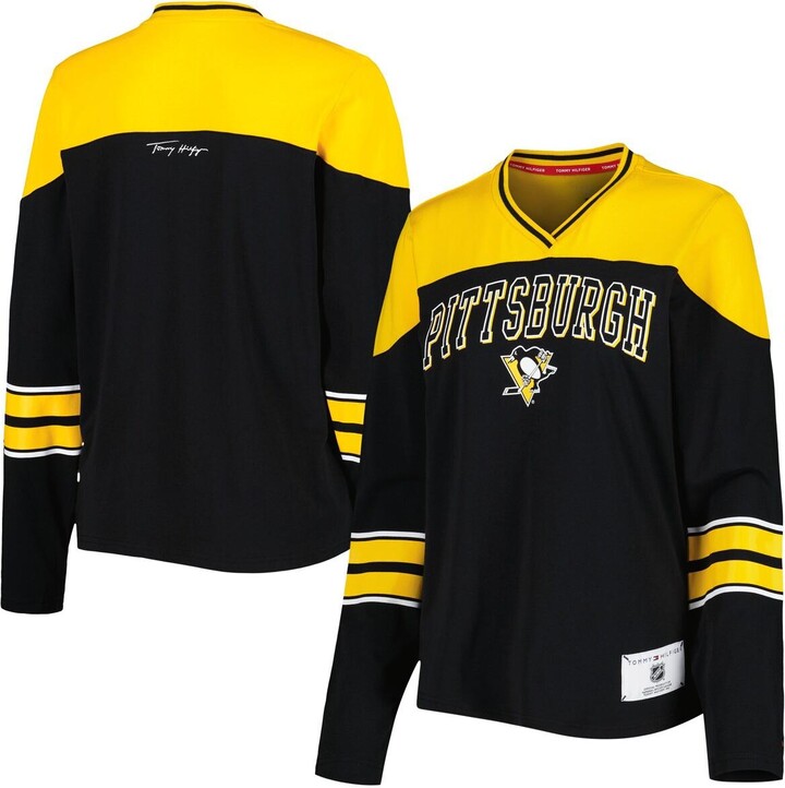 Starter Black Pittsburgh Penguins Grand Slam Raglan Notch Neck T-Shirt