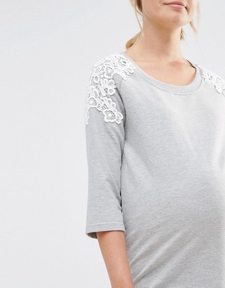 Mama Licious Mama.licious Mamalicious Sweatshirt With Lace Shoulder Detail