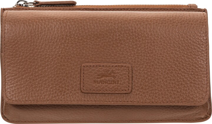 Mancini Women's Pebbled Collection Rfid Secure Crossbody Wallet