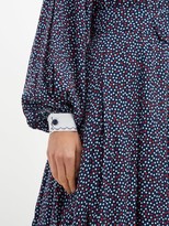 Thumbnail for your product : Gül Hürgel Pussy-bow Polka-dot Jersey Maxi Dress - Blue Print