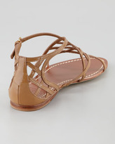 Thumbnail for your product : Tory Burch Amalie Patent Leather Flat Cage Sandal, Sand