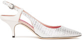 Thumbnail for your product : Emilio Pucci Leather-trimmed Metallic Faux Raffia Slingback Pumps