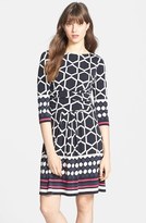 Thumbnail for your product : Eliza J Border Print Ruched Waist Fit & Flare Dress