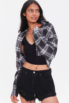 Forever 21 Plaid Cropped Flannel Shirt ...