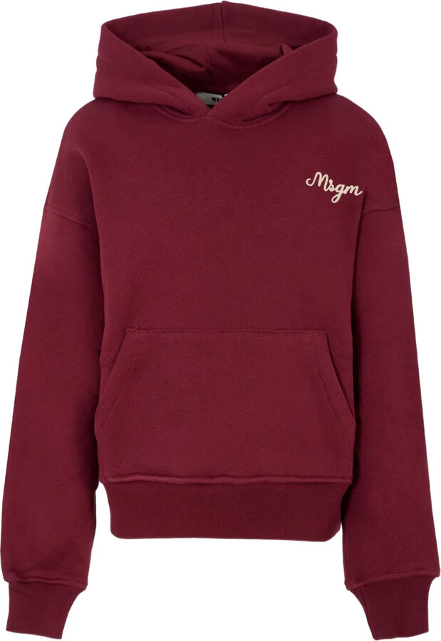 Msgm Kids Embroidered-Logo Hoodie