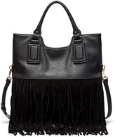 Thumbnail for your product : Sole Society Sonora foldover tote w/genuine suede fringe