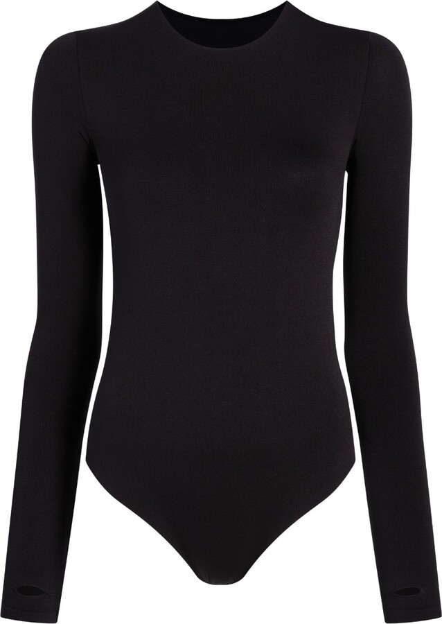 Commando Black Prima Ballet Long Sleeve Bodysuit With Thumbholes