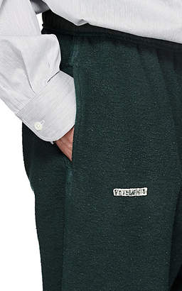 Vetements Men's Logo Cotton-Blend Fleece Inside-Out Sweatpants - Dk. Green