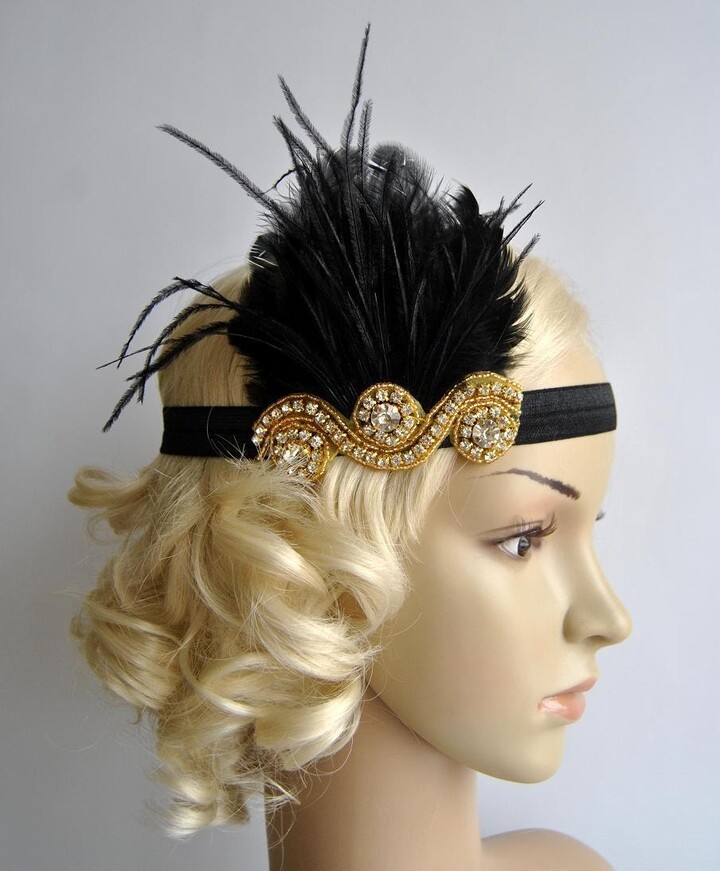1920s headpiece black and gold
