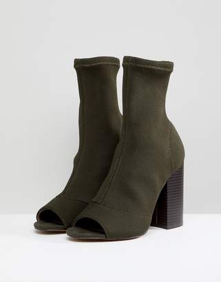 ASOS Design DESIGN Even Knit Peep Toe Heeled Boots