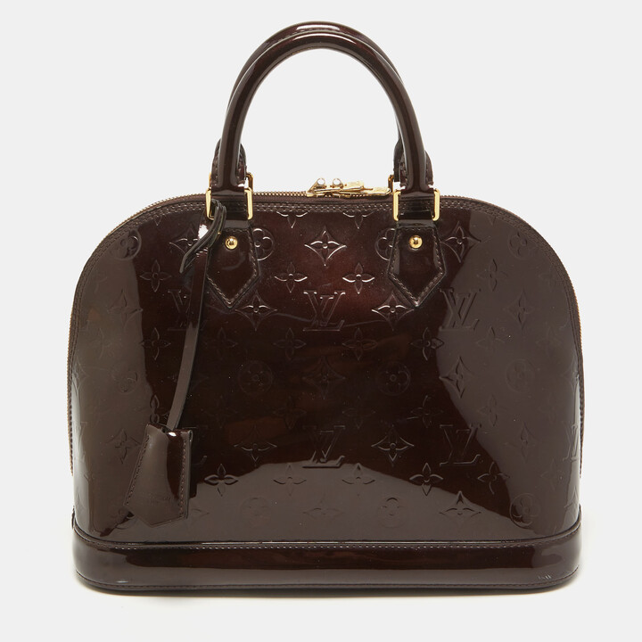 LOUIS VUITTON Catalina Vernis Leather Satchel Bag Amarante