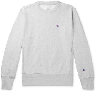 Champion Logo-Embroidered Mélange Fleece-Back Cotton-Blend Jersey Sweatshirt